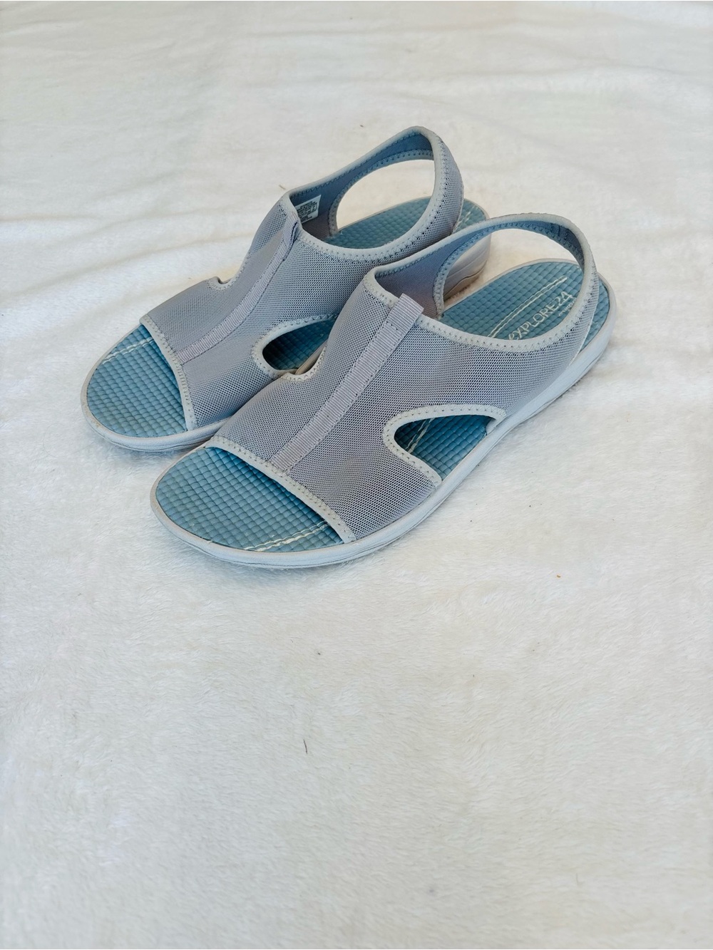 Easy Spirit Light Blue& Grey Slip-On Comfort Sandals size 10